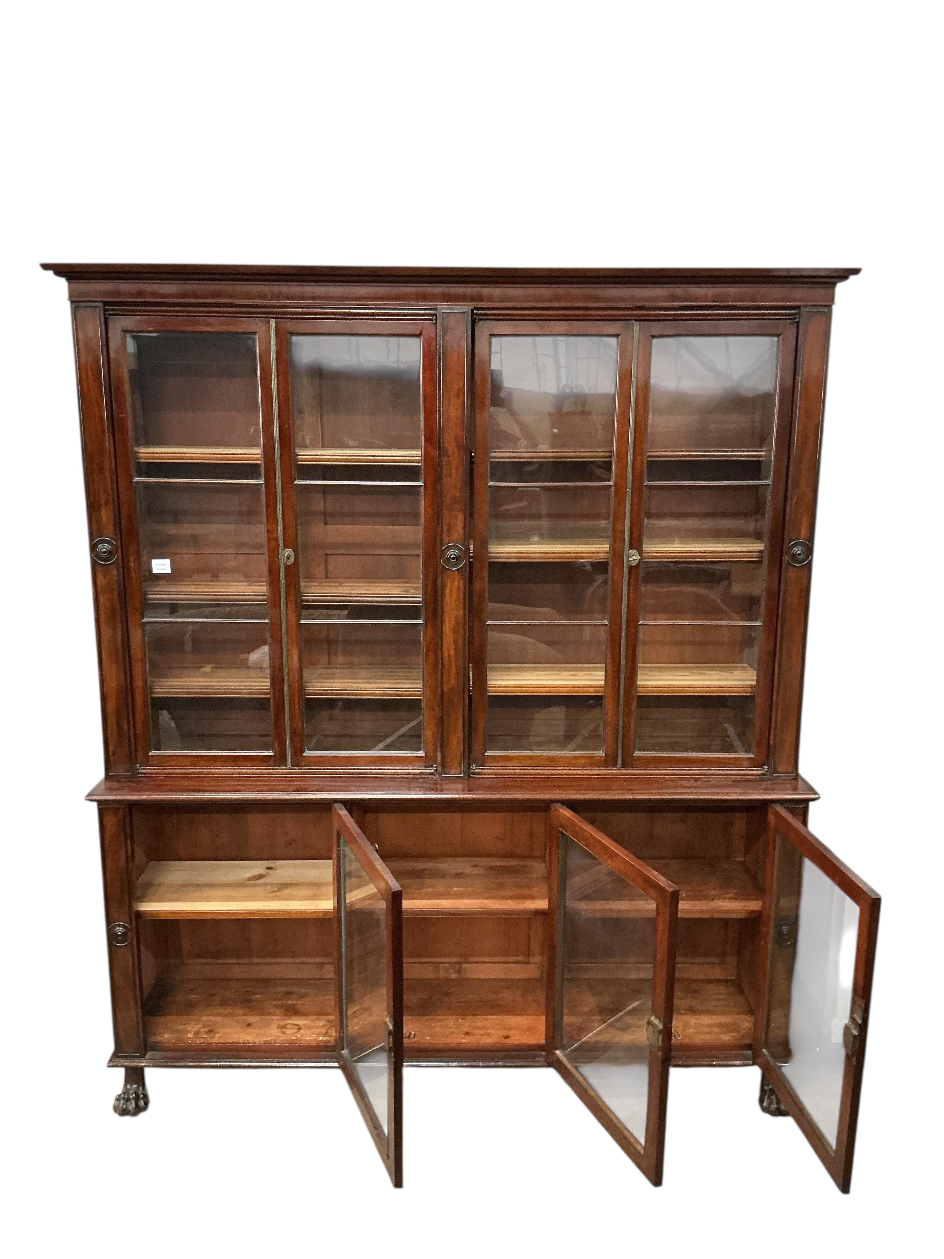 A George IV mahogany library bookcase, width 177cm, depth 37cm, height 201cm